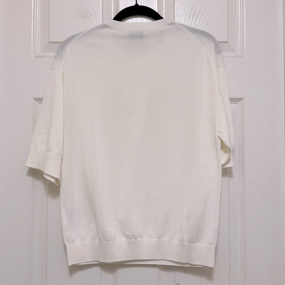 NWT COS Knitted Cotton T-Shirt in Off White - Picture 9 of 11